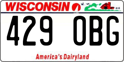 WI license plate 429OBG