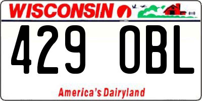 WI license plate 429OBL