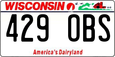 WI license plate 429OBS
