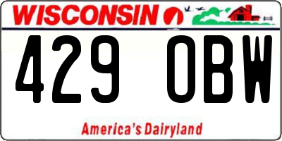 WI license plate 429OBW