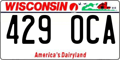 WI license plate 429OCA