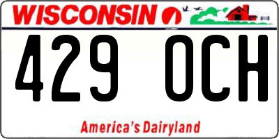 WI license plate 429OCH
