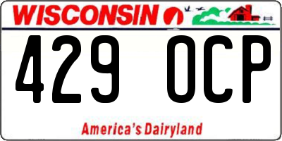 WI license plate 429OCP