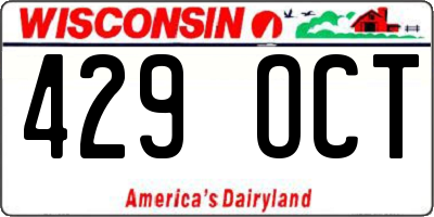 WI license plate 429OCT