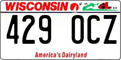 WI license plate 429OCZ