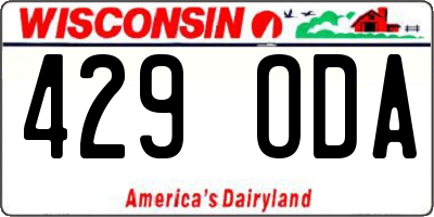 WI license plate 429ODA