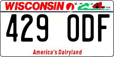 WI license plate 429ODF