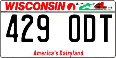 WI license plate 429ODT