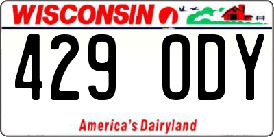 WI license plate 429ODY