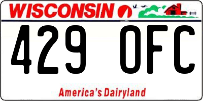 WI license plate 429OFC