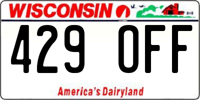 WI license plate 429OFF