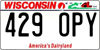 WI license plate 429OPY