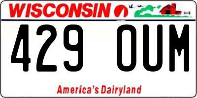 WI license plate 429OUM
