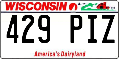 WI license plate 429PIZ