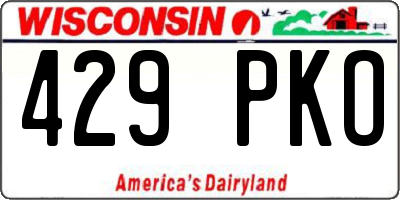 WI license plate 429PKO