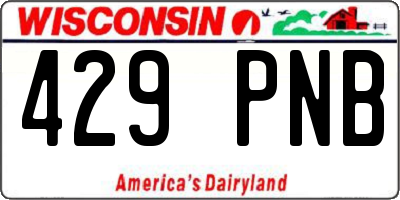 WI license plate 429PNB