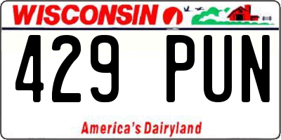 WI license plate 429PUN