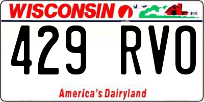 WI license plate 429RVO