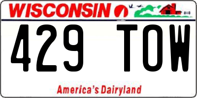 WI license plate 429TOW