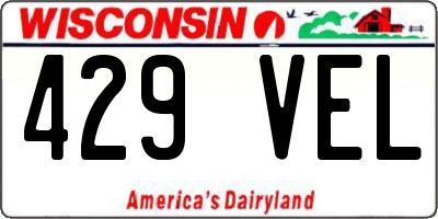 WI license plate 429VEL