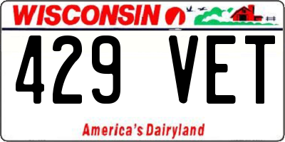 WI license plate 429VET