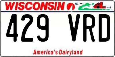 WI license plate 429VRD