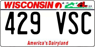 WI license plate 429VSC