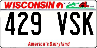 WI license plate 429VSK