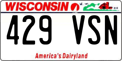 WI license plate 429VSN