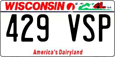 WI license plate 429VSP