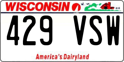 WI license plate 429VSW