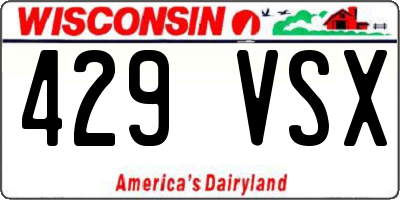 WI license plate 429VSX