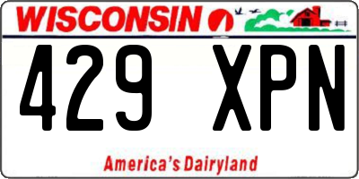WI license plate 429XPN