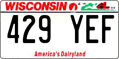 WI license plate 429YEF