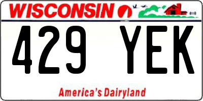 WI license plate 429YEK