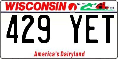 WI license plate 429YET