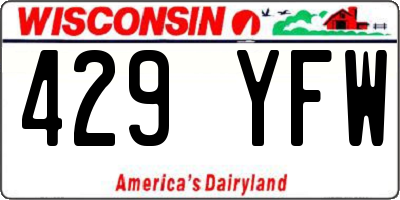 WI license plate 429YFW