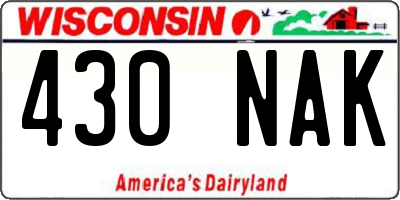 WI license plate 430NAK