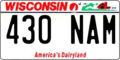 WI license plate 430NAM