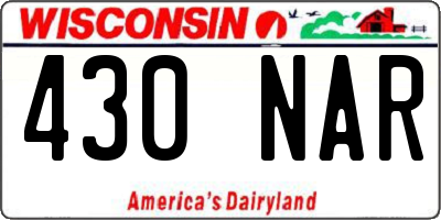 WI license plate 430NAR