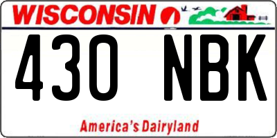 WI license plate 430NBK