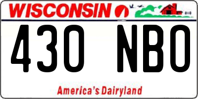 WI license plate 430NBO