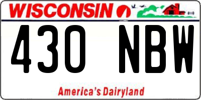 WI license plate 430NBW