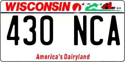 WI license plate 430NCA