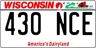WI license plate 430NCE