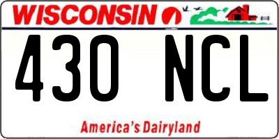 WI license plate 430NCL