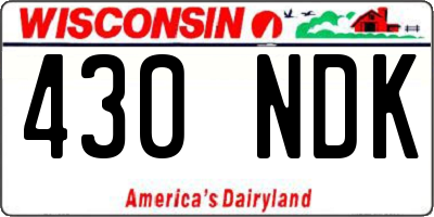 WI license plate 430NDK
