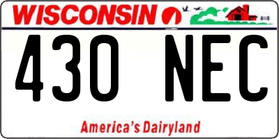 WI license plate 430NEC