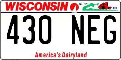WI license plate 430NEG