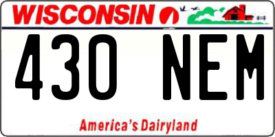 WI license plate 430NEM